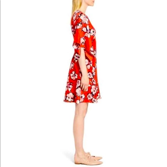 SOLD NWT Lewit Red Poppy Floral Kimono Dress Size 0 - Picture 3 of 8